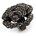 Sultry Crystal Rose Cocktail Ring (Black Tone)