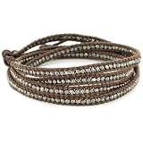 Chan Luu Black Rhodium Plated Bead Brown Leath