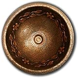 Round Hammered Floral Pattern 16 Gauge Copper Undermount / Drop In Bathroom Sink - 16-1/2 x 6 Inch