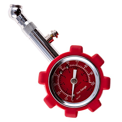 Heavy Duty Tire Pressure Gauge (0-100 PSI Mechanical Gauge) Check Tire Pressure Accurately - For Use on Your Car, Motorcycle, or Bicycle - Extend the Life of Your Tires and Improve Your Fuel Economy.