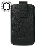 Original Blumax ® Schwarz Ledertasche für Samsung i9000 Galaxy S / Samsung i9001 Galaxy S Plus mit Rückzugfunktion , Handytasche , Case , Hülle , Etui , Slide , Display Schutz , Secure