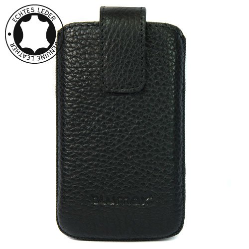 Original Blumax ® Schwarz Ledertasche für Samsung i9000 Galaxy S / Samsung i9001 Galaxy S Plus mit Rückzugfunktion , Handytasche , Case , Hülle , Etui , Slide , Display Schutz , Secure