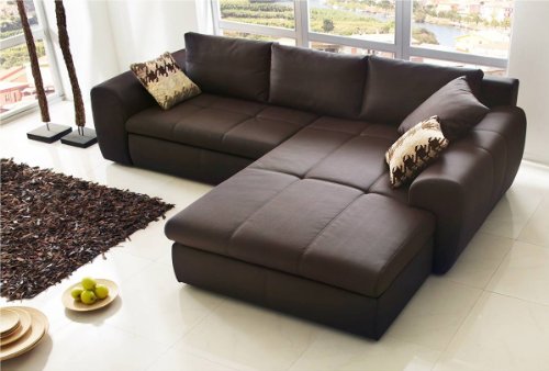 Sofa Luidor Braun Napalon Leder Designer Couch mit Schlaffunktion