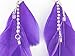 One New Pair of Vivid Purple Three Feather Earrings with Rinestones
