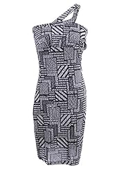 Knee Length Geometric Print One Shoulder  Dress