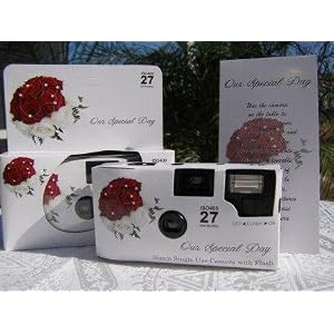 10 Pack Red and White Rose Bouquet Wedding Disposable 35mm Cameras In Matching Gift Boxes- 27... by 