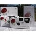 10 Pack Red and White Rose Bouquet Wedding Disposable 35mm Cameras In Matching Gift Boxes- 27 Exposures Each- With Matching Table Tents