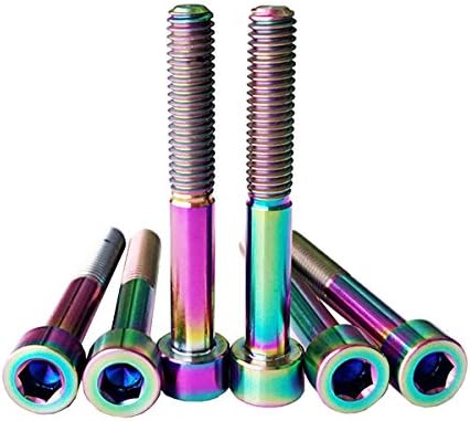 Bicycle Bike M6x45mm Titanium Bolts Allen Hex Socket Cap Head Bolts Screw Colorful Gold 6 Pieces Set (Colorful)