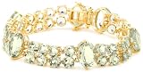 Yellow Gold Overlay Sterling Silver Green Amethyst Oval and Round-Cut Bracelet, 8