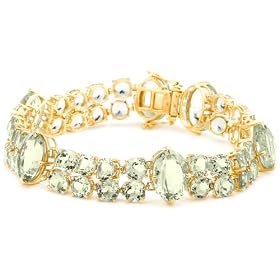 Yellow Gold Overlay Sterling Silver Green Amethyst Oval and Round-Cut... by Amazon.com Collection