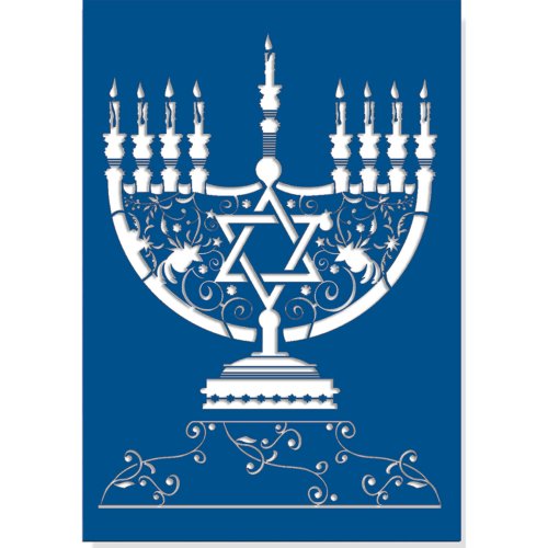 Menorah Laser Cut Small Boxed Holiday Cards (Hanukkah Cards, Greeting Cards, Holiday Cards)