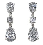 Platinum Pear and Round Diamond Teardrop Earrings (3.13 cttw, D Color, VVS2-VS1 Clarity)