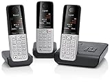 Gigaset C300A Trio Schnurlostelefon und 2 zus�tzliche Mobilteile (4.32 cm (1.7 Zoll) Grafik-Display, Freisprecheinrichtung, Anrufbeantworter)  schwarz