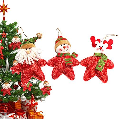 ckerchen Merry Christmas red tree stand Hanging 6.6x5.1inch santa santa claus snowboy Gift party decor(pack of 3)