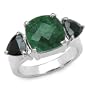 5.40 Carat Genuine Emerald & Sapphire Silver Ring