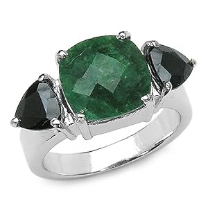 Buy 5.40 Carat Genuine Emerald and Sapphire Silver Ring by JewelzDirect