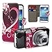 32nd Design book wallet PU leather case cover for Samsung Galaxy S4 Zoom C1010 + screen protector and cleaning cloth - Love Heart