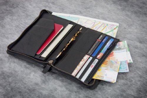 AIMPERIAL ﾄﾗﾍﾞﾙｳｫﾚｯﾄ (黒） イタリア高級皮革使用 【高品質 収納力 機能性抜群】