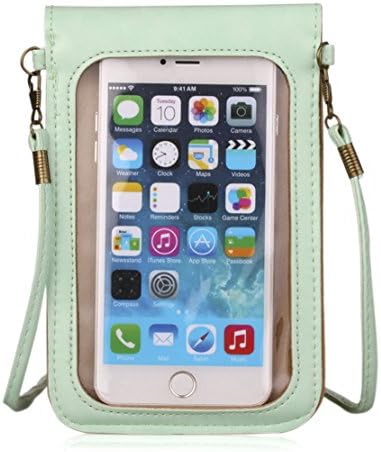 Kiwuu Multipurpose Practical Pu Leather(with Touch Screen)phone Case Pouch/cross Body Bag with a Big Flower for All Kinds of Mobile Smart Phones Size Within 5.5 Inches (Green)