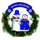 20" NFL Baltimore Ravens "Happy Holidays" Snowman Couple Christmas Berry Wreath
