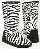 Zebra Soft Furry Winter Boots Women---Vegan Friendly!