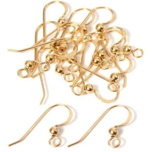 16 14k Gold Filled Earrings Fish Hook Wire Ball 21 Gauge