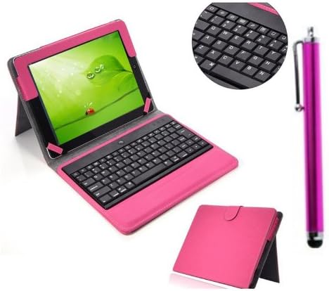 sixsalmon (TM) New Wireless Removable Detachable Bluetooth Keyboard Folio PU Leather Case Magnetic Cover with Stand for iPad 2 3 4 +A Free Stylus (Hot Pink)