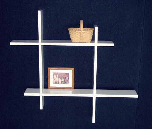 Floating Wall Shelf Unit - 2 Level - White Finish (White) (34.25