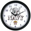 Deluxe Chiming US Navy Clock Featuring Goat Mascot (fls)