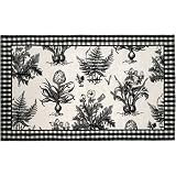 123 Creations C700.2x3 Black and White Botanical Hooked Rug - 100 Percent Wool 120 Knot
