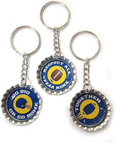 Football Fan - Navy Blue and Gold School Colors - Set of 3 Keychains