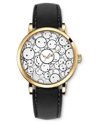 SPRAWL Aanalog Fashion Series Gold Ladies Watches of Genuine Black Leather Strap,Unique Wrist Watch for Women Girls Designed with Pellets face