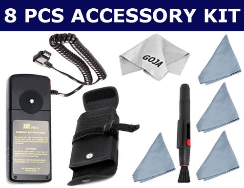 8 Pcs Kit For CANON 580EX II 550EX flash As CP-E4, Includes: High Performace Flash Battery Pack + Carry Case + Lens Cleaning Pen + 4 Microfiber Cleaning Cloths(Sky Blue) + 1 Ultra Fine Microfiber Cleaning Cloth GOJA Logo