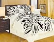 Modern Oversize Queen (90x94") Beige with Black Flocking Printing Bamboo Nod Comforter Set Bedding-in-a-bag
