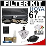 Hoya 67mm 3-Piece Introduction Filter Set (HMC UV Ultraviolet, Circular Polarizer & Warm) with Case + Nikon Cleaning Kit for Nikon 16-85mm VR DX, 18-105mm VR AF-S, 18-200mm G VR II DX, 70-300mm VR Lens