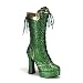 Womens Boots 5 Inch Heel Platform Lace Up Sexy Calf Boot Green Glitter St. Patricks Day