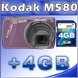 Kodak EasyShare M580 14MP Digital Camera w/ 8x Wide Angle Optical Zoom, 3.0" LCD (Pink) + 4GB SD Card