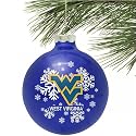 West Virginia Mountaineers Royal Blue Snowflake Glass Ornament