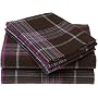 Pinzon 160-Gram Yarn-Dyed Flannel Queen Sheet Set, Raspberry Plaid