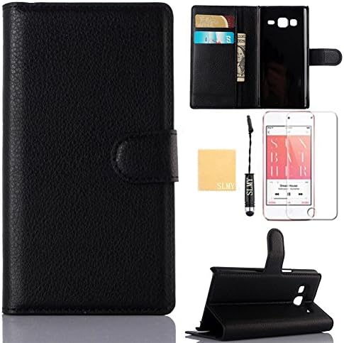Samsung Z3 Tizen Case,SLMY(TM)Luxury Leather Flip Wallet Case Cover For Samsung Z3 Tizen with Built-in Card and Cash Slots [Kickstand Feature] Black