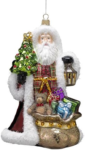 Polonaise Kurt Adler Father Christmas with Lantern Ornament, 7.68-Inch