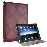 Toblino: Stitched Argyle Leather iPad 1 Case (Folio Convertable Case Multi-angle Stand for Original Apple iPad 1)