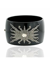 2.37cts Rosecut Diamond Pave Clip on Fashion Bangle .925 Sterling Silver 18k Gold Jewelry