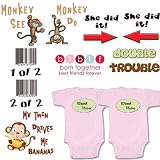 Twin Girls Gift Set, Choose From Sizes 0-12 month (Includes 2 Pink Bodysuits)