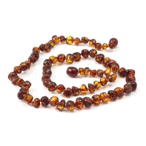Momma Goose 18 Inch Adult Amber Necklace (Rounded Baroque, Cognac)