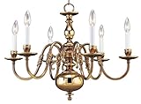 18th Century Style Six Light Brass Chandelier