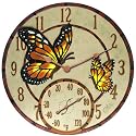 Springfield Precision Instruments Model 91019 14" Poly Resin Mosiac Butterflies Clock with Thermometer