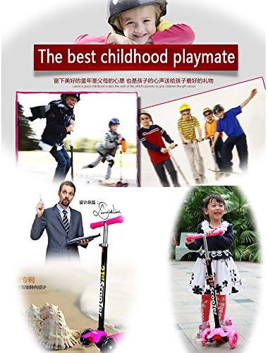 21st Lightning Four Flash Wheel Adjustable Height Safety Manual Kick Scooter T-bar Slide Pulley Lifting and Folding Surfing Swiss-designed for Children Kids Baby