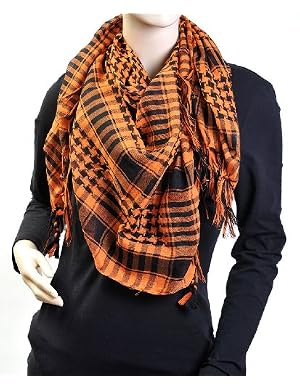 Houndstooth Square Shawl, Orange and Black