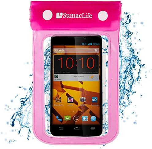 Pink SumacLife Waterproof Dry Pouch Bag Case for Sony Xperia T2 Ultra / Sony Xperia T3 / Sony Xperia C3 Smart Phones + 3.5mm Auxiliary Cable + Windshield Mount